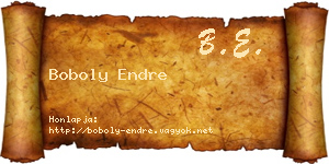 Boboly Endre névjegykártya